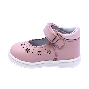 Zapatitos Mary Jane Softy De Piel Para Bebé Niña Color Rosa Con Calado Floral 955805