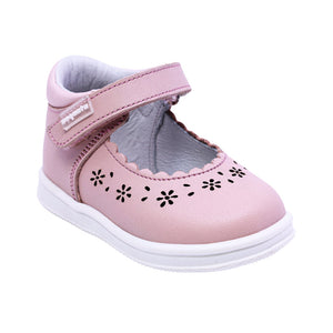 Zapatitos Mary Jane Softy De Piel Para Bebé Niña Color Rosa Con Calado Floral 955805