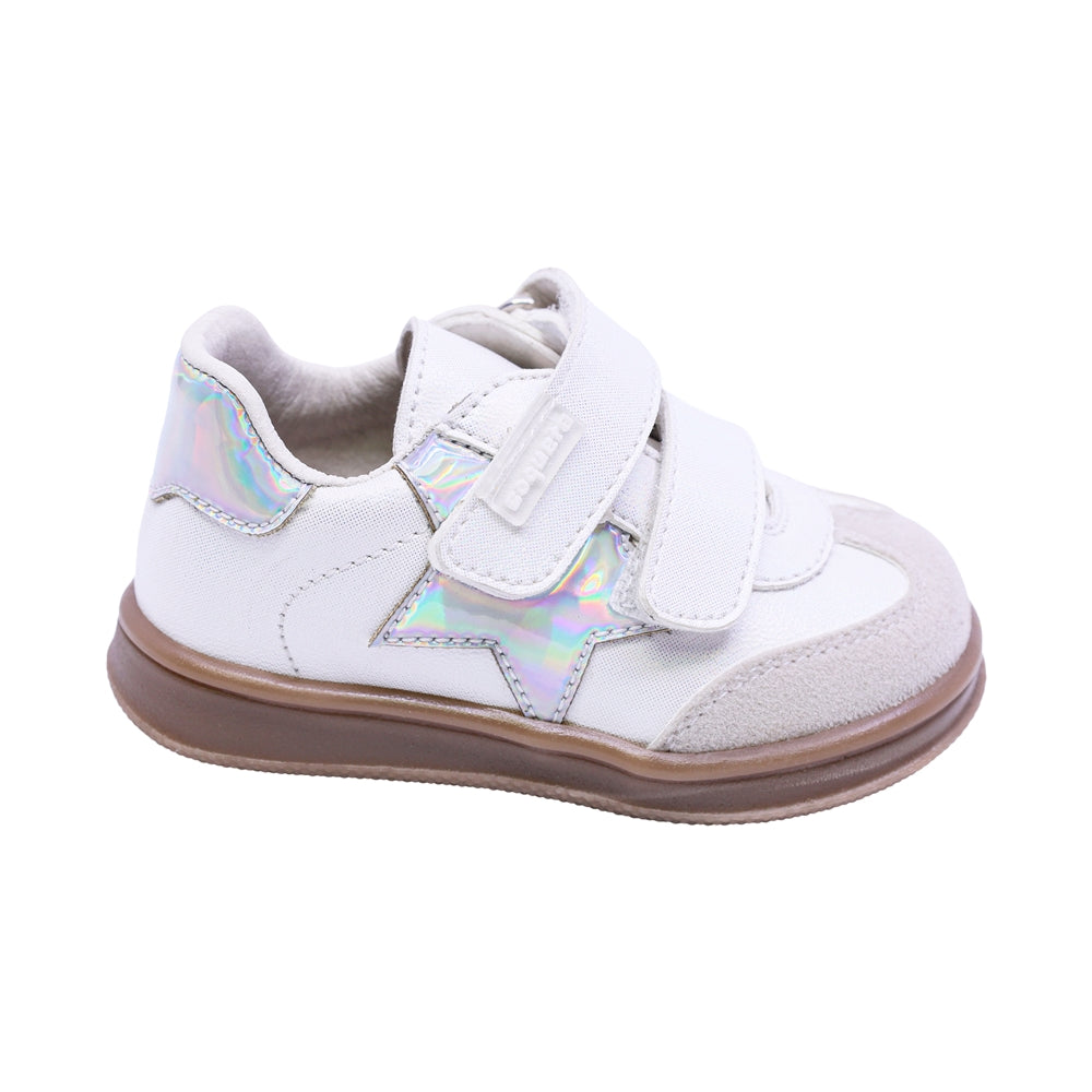 Tenis casual para bebé niña color blanco con Doble Tira De Contacto y estrella 955806