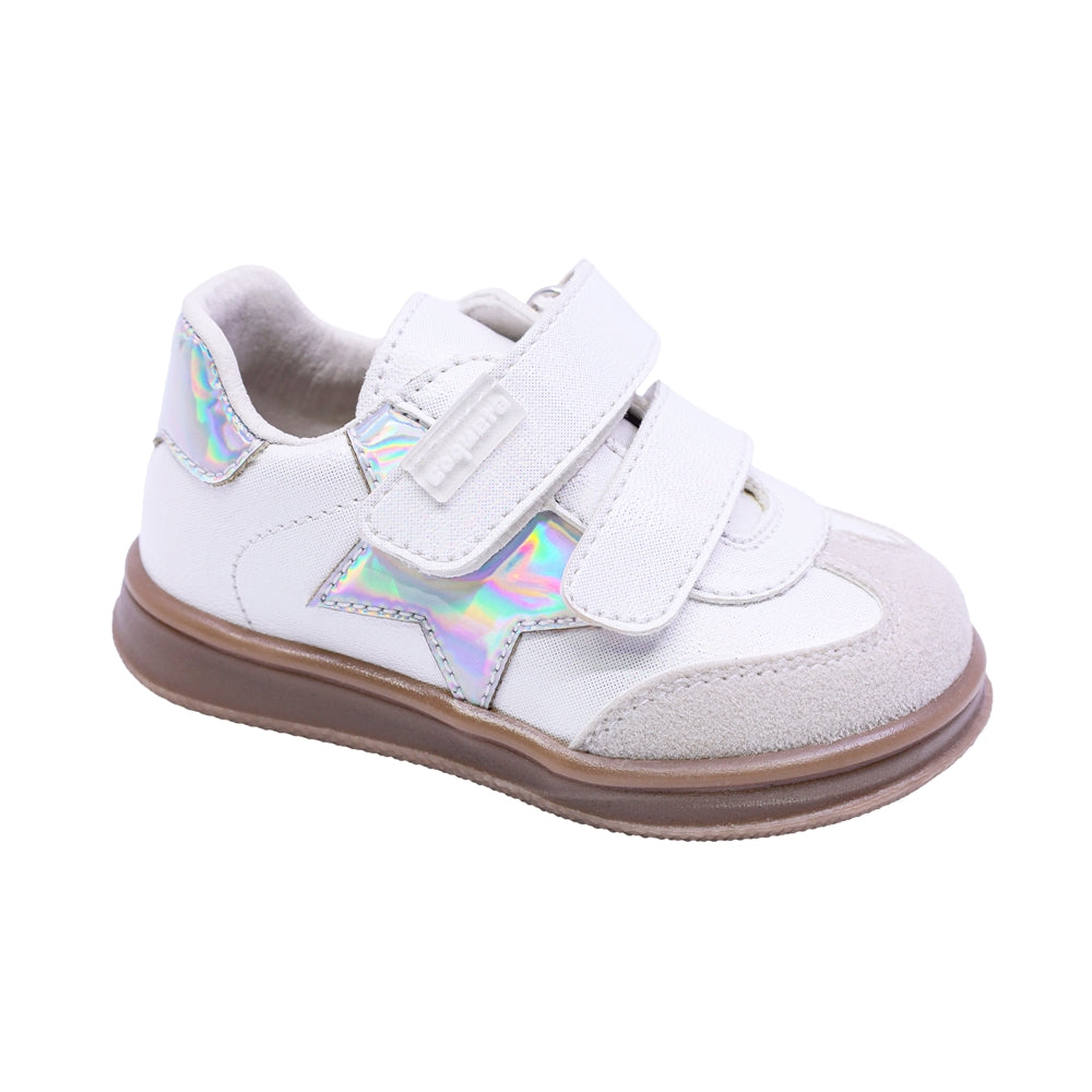Tenis casual para bebé niña color blanco con Doble Tira De Contacto y estrella 955806