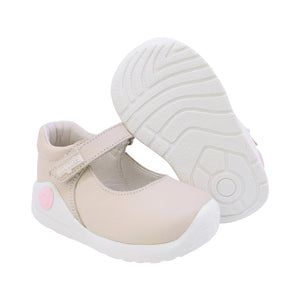 Balerinas Softy de piel para bebé niña color beige con tira de contacto 955900