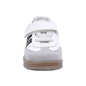 Tenis casual Softy para bebé niño color Blanco con franjas Negras y agujeta elástica 956303