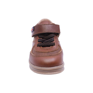 Tenis Tipo Botita Softy De Piel Para Bebé Niño Color Café con tira de contacto 956304