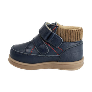 Botitas softy de piel para bebé niño color azul con doble tira de contacto 956305