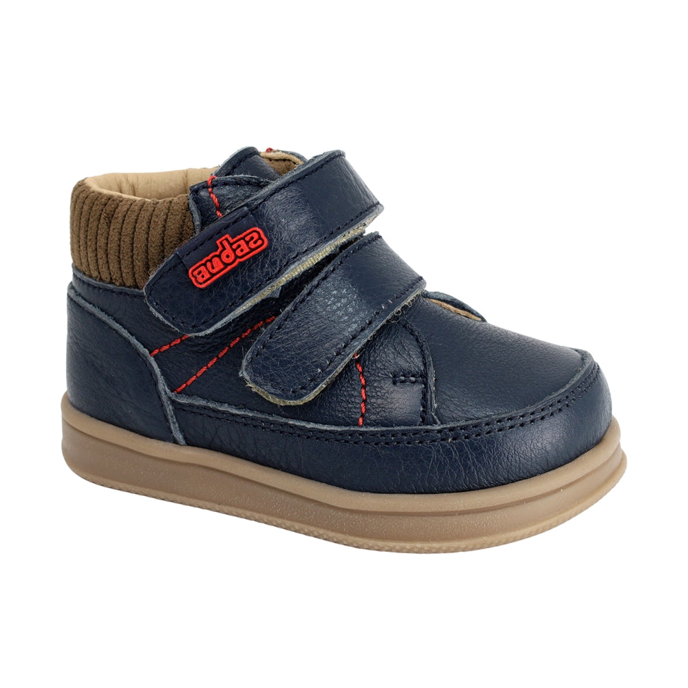 Botitas softy de piel para bebé niño color azul con doble tira de contacto 956305