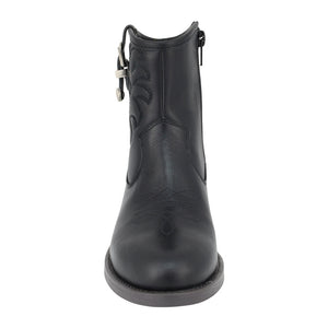 Botas de piel para niña color negro con bordado y hebilla lateral 97903