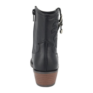Botas de piel para niña color negro con bordado y hebilla lateral 97903