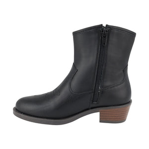 Botas de piel para niña color negro con bordado y hebilla lateral 97903