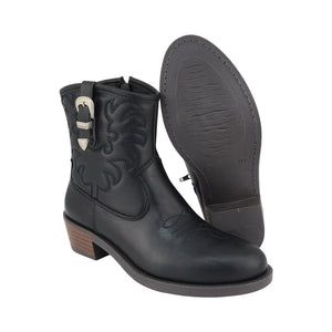 Botas de piel para niña color negro con bordado y hebilla lateral 97903