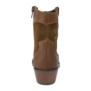 Botas de piel para niña color café claro con bordado lateral 97904