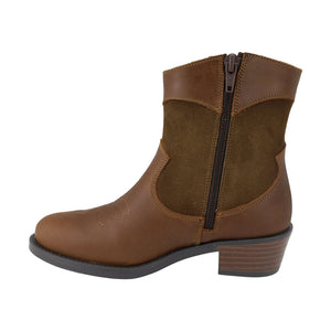 Botas de piel para niña color café claro con bordado lateral 97904