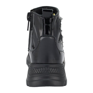 Botas de charol para niña preescolar color negro con cierre y estrella lateral 98002