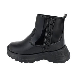 Botas de charol para niña preescolar color negro con cierre y estrella lateral 98002