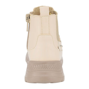 Botas para niña preescolar color oro con elástico lateral y flores 98003
