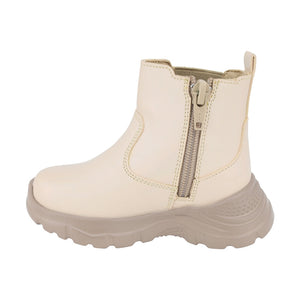 Botas para niña preescolar color oro con elástico lateral y flores 98003
