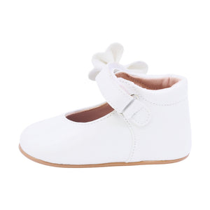 Balerinas Softy para bebé niña color perla con moñito lateral y tira de contacto 985015
