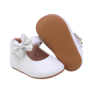 Balerinas Softy para bebé niña color perla con moñito lateral y tira de contacto 985015