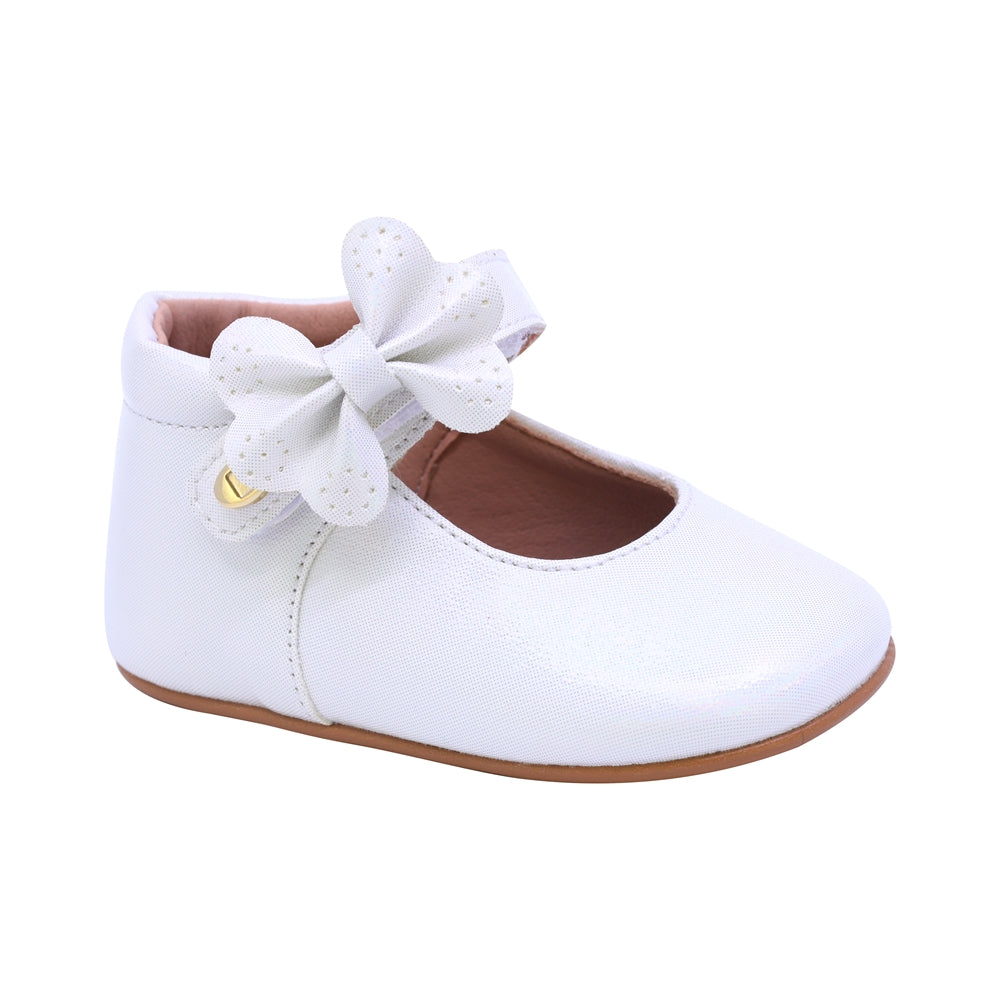 Balerinas Softy para bebé niña color perla con moñito lateral y tira de contacto 985015