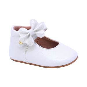 Balerinas Softy para bebé niña color perla con moñito lateral y tira de contacto 985015