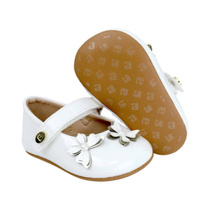 Balerinas para bebé niña color blanco con tira de contacto y maripositas 985020
