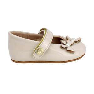 Balerinas para bebé niña Color beige con tira de contacto y maripositas 985020