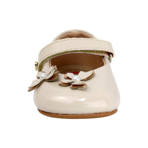 Balerinas para bebé niña Color beige con tira de contacto y maripositas 985020