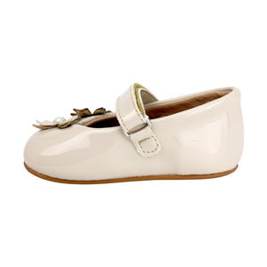 Balerinas para bebé niña Color beige con tira de contacto y maripositas 985020