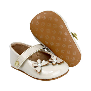 Balerinas para bebé niña Color beige con tira de contacto y maripositas 985020