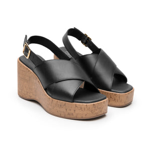 139201 NEGRO FLEXI CALZADO DAMA SANDALIA CUÑA